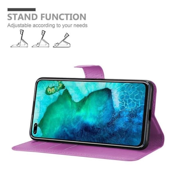 Fodral - CADORABO - Honor View 30 pro - Läderimitation - Stativfunktion - 3 kortfack Lila