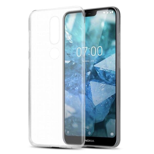 Transparent stötsäker silikonfodral för Nokia 7.1 Vit