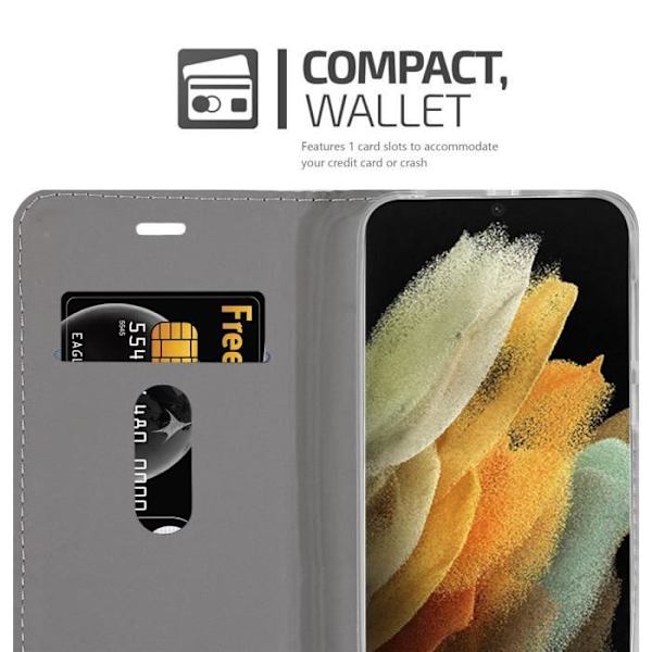Fodral - CADORABO - Samsung Galaxy S21 ULTRA - MÖRKBLÅ SVART - Magnetisk stängning - Stativfunktion MÖRKBLÅ SVART