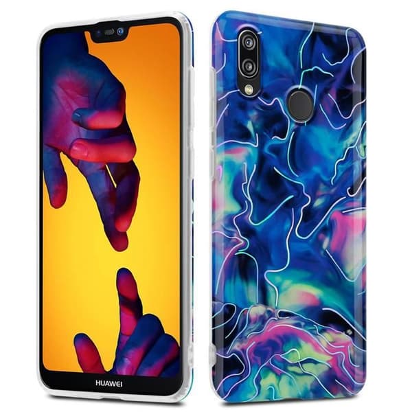 Skyddsfodral för Huawei P20 LITE 2018 / NOVA 3E i Blå Rosa Marmor Nr. 17 Blå