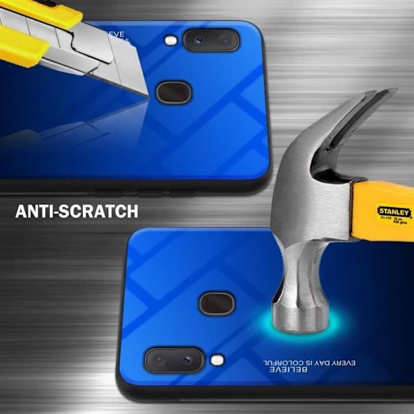 Coque - CADORABO - Samsung Galaxy A10e / A20e - BLÅ - SVART - Halkskyddande skydd MÖRKBLÅ