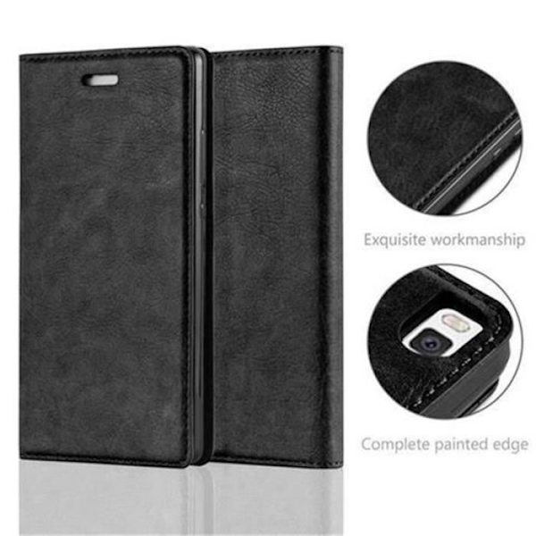 Huawei P8 Fodral i NATTSVART från Cadorabo (INVISIBLE MAGNETIC CLOSURE Design) Helt skyddsfodral med Flip Flip och
