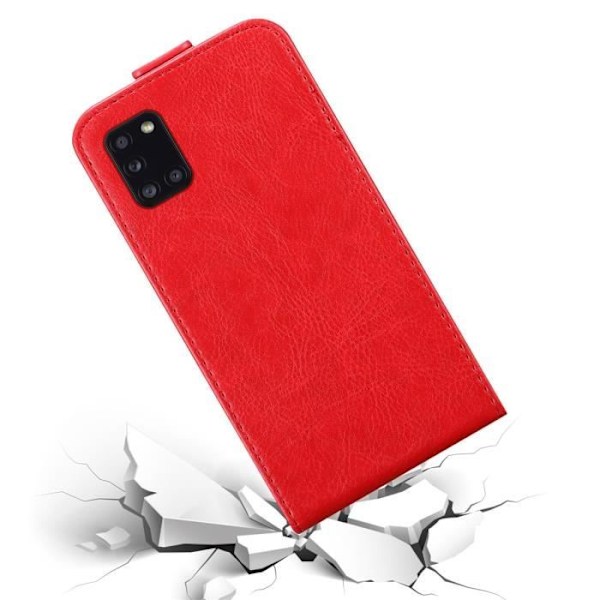 Coque - CADORABO - Samsung Galaxy A31 - Flipfodral Röd - Magnetisk Skydd - Texturerat Syntetläder Röd