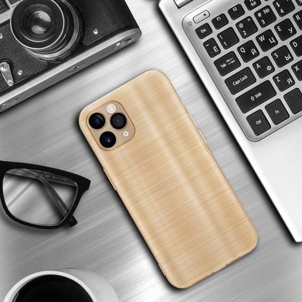 iPhone 11 PRO Fodral Borstad Guld Kameraskydd Gul