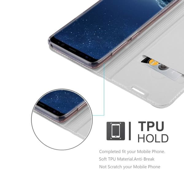 Flipfodral för Samsung Galaxy S8 PLUS Fodral i KLASSISK SILVER Plånbok Stötsäker Grå
