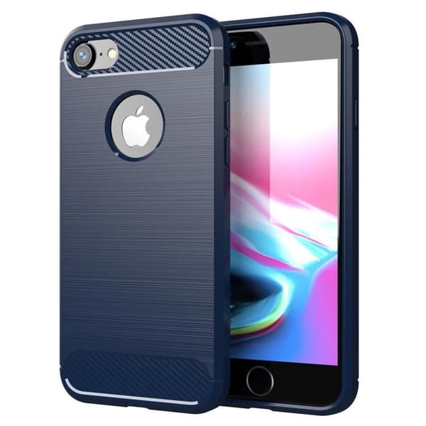Skal för iPhone 7 / 7S / 8 BORSTAD BLÅ Kolfiberdesign Blå