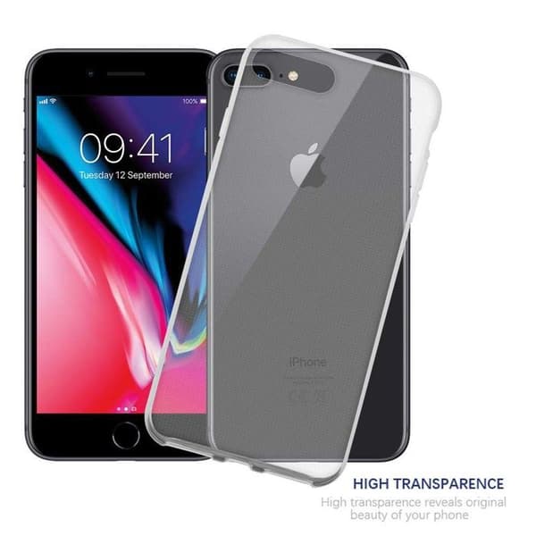 Skal för iPhone 7 PLUS / 7S PLUS / 8 PLUS i transparent stötabsorberande silikon Vit
