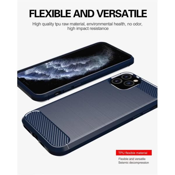 Skal för iPhone 11 PRO MAX BORSTAD BLÅ Kolfiberdesign Blå