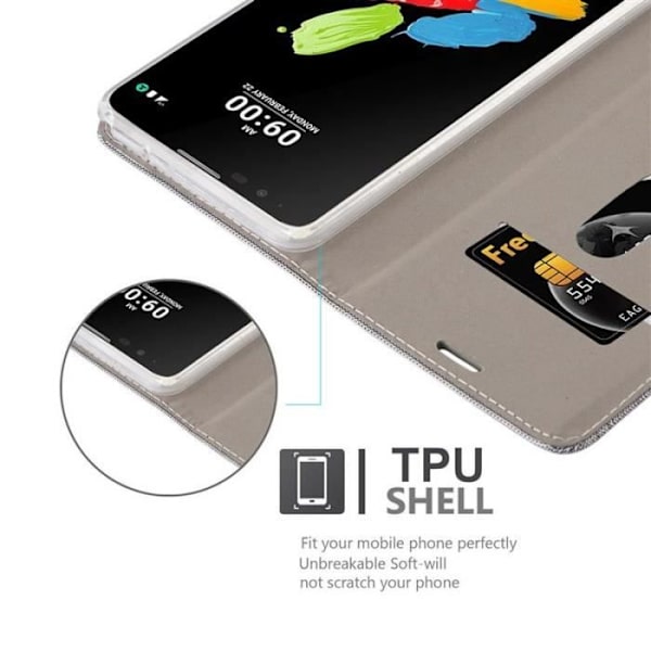 LG STYLUS 2 Fodral i LJUSGRÅ BRUN från Cadorabo (TYG-LÄDERDESIGN) Helt skyddsfodral med Flip Flip och Ljusgrå, brun