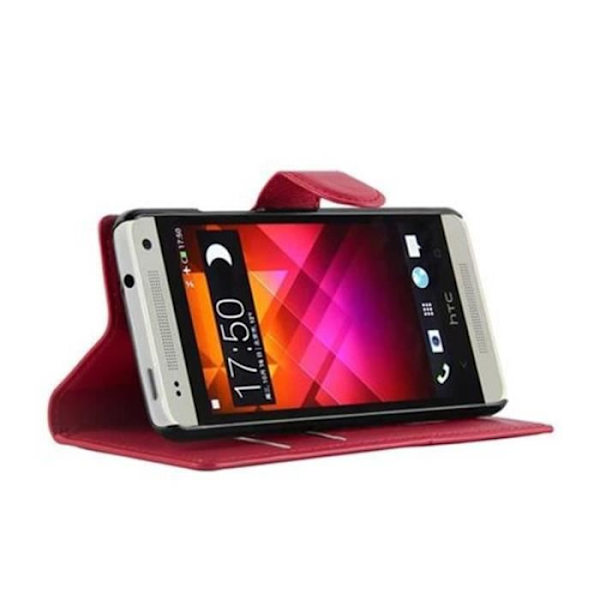 HTC ONE M4 MINI Fodral i CHERRY RED från Cadorabo Helt skyddsfodral med Flip Flip och praktiskt horisontellt stativ i