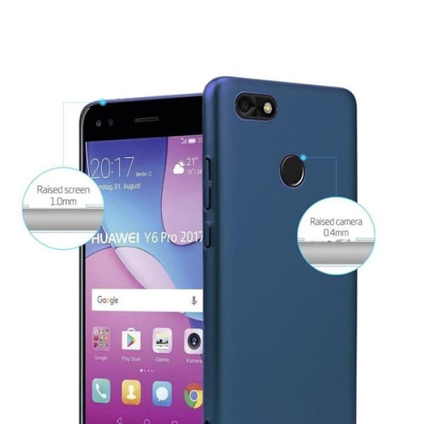 Coque - CADORABO - Huawei Y6 2 PRO 2017 - Hårdt Beskyttelse - Mat Metallisk Design - Blå Blå