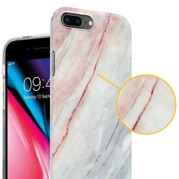 Skal för iPhone 7 PLUS / 7S PLUS / 8 PLUS i Marmor Rosa Vit Nr. 21 Skyddsetui Ros