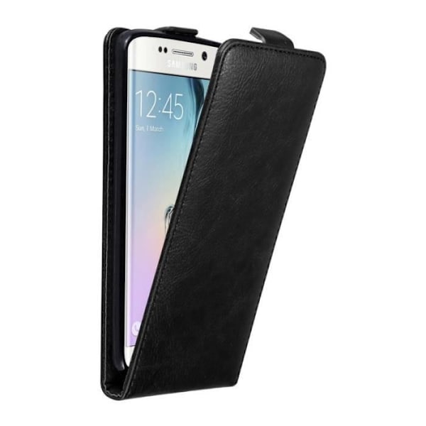 Skyddsfodral - CADORABO - Samsung Galaxy S6 EDGE - Syntetiskt läder - Magnetstängning - Flip-stil Svart