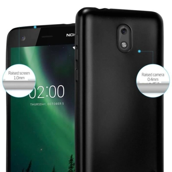 Cadorabo-fodral fungerar med Nokia 2 2017 i METALLIC BLACK - Stötsäker och reptålig TPU-silikonhölje - Ultratunt