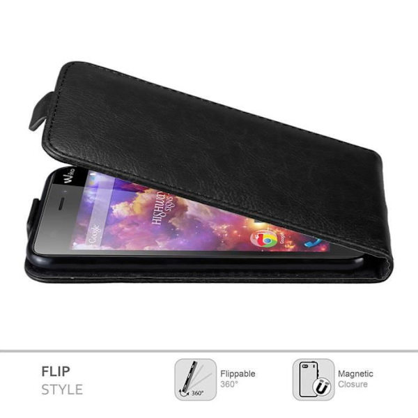 Fodral - CADORABO - Wiko HIGHWAY - Smidigt konstläder - Elegant flip - Jet black KOLSVART