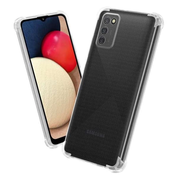 Transparent stötsäker silikonfodral för Samsung Galaxy A02s Vit