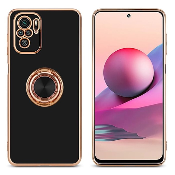 Hölster för Xiaomi RedMi NOTE 10 4G / RedMi NOTE 10S Skal i Glansig Svart - Guld Etui Fodral Silikon TPU flexibelt med skydd Svart