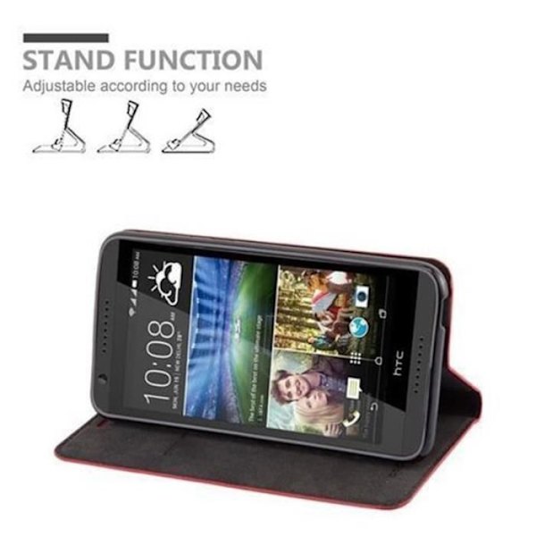 HTC Desire 820 Fodral i APPLE RÖD från Cadorabo (INVISIBLE MAGNETIC CLOSURE Design) Helt skyddsfodral med Flip Flip