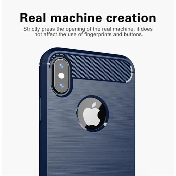 iPhone XS MAX Fodral BORSTAD BLÅ Kolfiber Design Blå