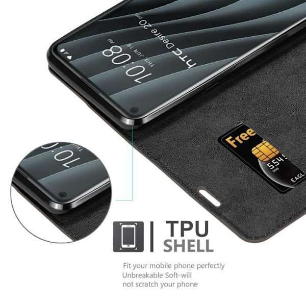 Mobiltelefonfodral - CADORABO - HTC Desire 20 PRO - Kaffe Brun - Magnetstängning - Ultra tunn KAFFEBRUNT