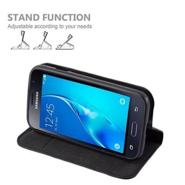 Samsung Galaxy J1 MINI 2016 (6) Fodral i NIGHT BLACK från Cadorabo (INVISIBLE MAGNETIC CLOSURE Design) Fodral med fullständigt skydd