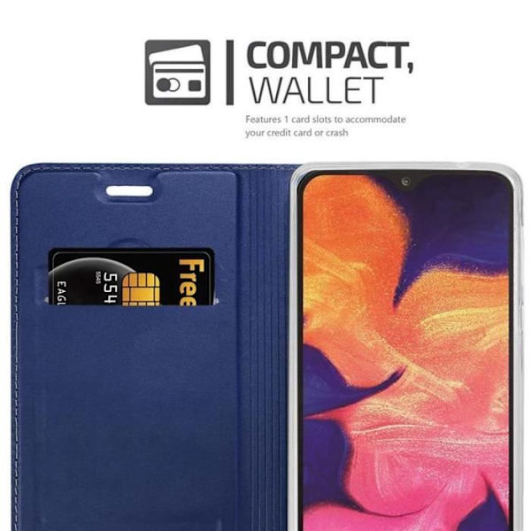 Fodral - CADORABO - Samsung Galaxy A10 - Blå - Halvstyv - Magnetisk stängning Blå