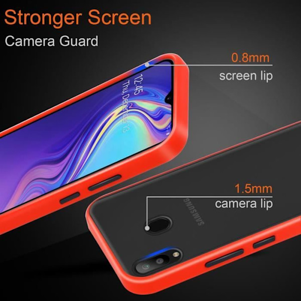 Coque - CADORABO - Galaxy M30 / A40s - Rouge Givré - Svarta Tangenter - Hybrid TPU Skydd Röd
