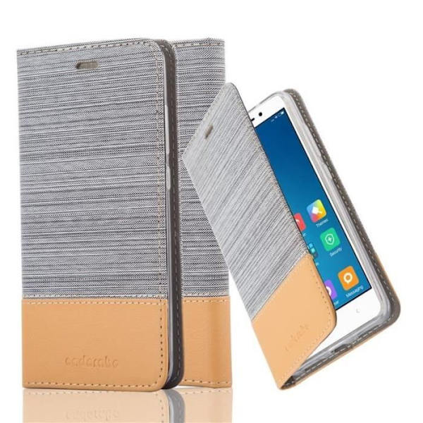 Xiaomi Red Mi Note 4-fodral i LJUSGRÅBRUNT från Cadorabo (TYG-LEATHERETTE Design) Helt skyddsfodral med flipskydd LJUSGRÅ BRUN