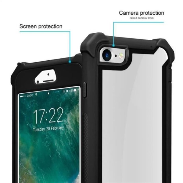 Cadorabo Fodral till Apple iPhone 7 - iPhone 7S - iPhone 8 i BLACK ALDER - 2-i-1