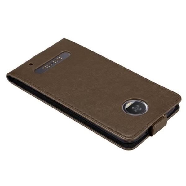 Flip-fodral - CADORABO - Motorola MOTO Z2 - Brunt konstläder - Magnetisk stängning - Fullständigt skydd kastanj