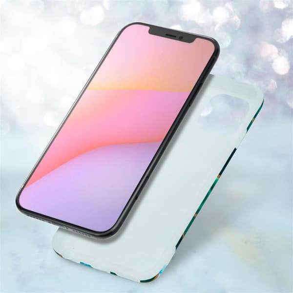 iPhone 12 / 12 PRO-fodral i Marmor Guld Vit Mörkgrön Nr. 6 Skyddsetui Grön