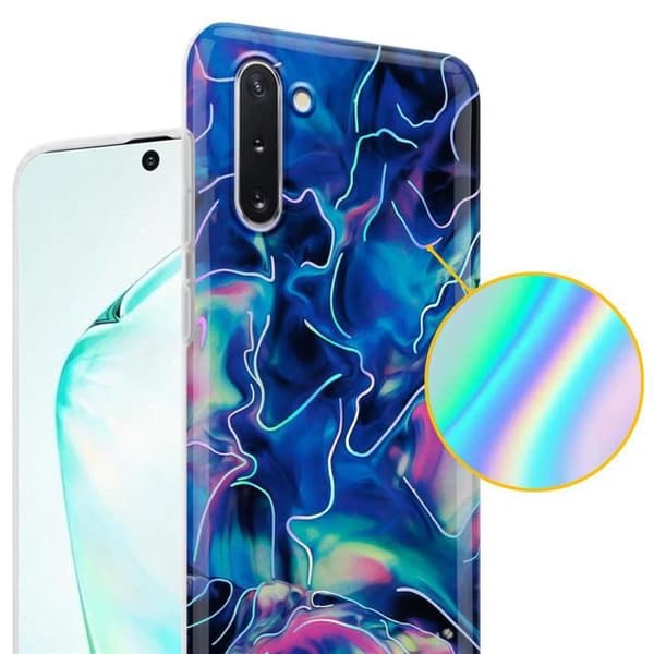 Skyddsfodral för Samsung Galaxy NOTE 10 i Blå Rosa Marmor Nr. 17 Blå