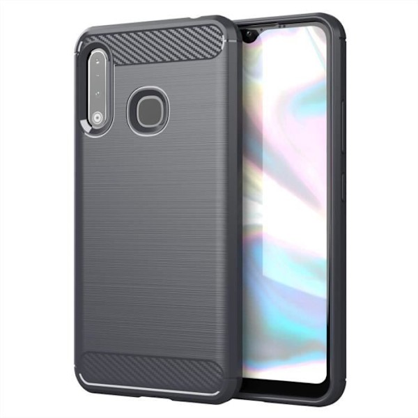 Etui för Samsung Galaxy A70e - CADORABO - BORSTAD GRÅ - Skydd av flexibel TPU - Kolfiberdesign - Ultra tunn BORSTAD GRÅ