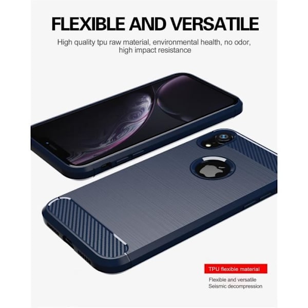 Fodral - CADORABO - iPhone XR - TPU Silikon - Carbon Design - Stötskydd Blå