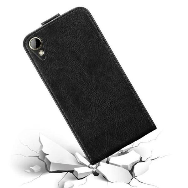Flip-fodral - CADORABO - HTC Desire 10 Lifestyle / Desire 825 - Imiterat läder - Svart - Magnetisk stängning Svart