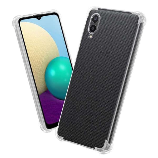 Transparent stötsäker silikonfodral för Samsung Galaxy A02 / M02 Vit
