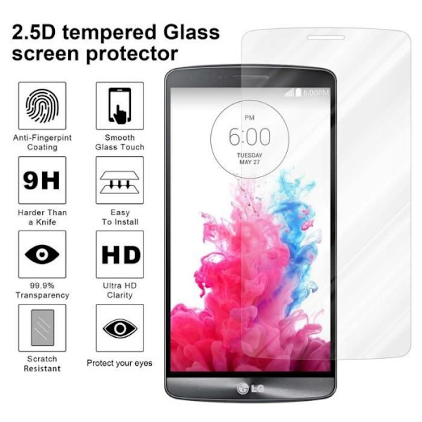 Cadorabo härdat glas LG G3 skärmskyddsfilm härdat skydd för display TRANSPARENT Transparent