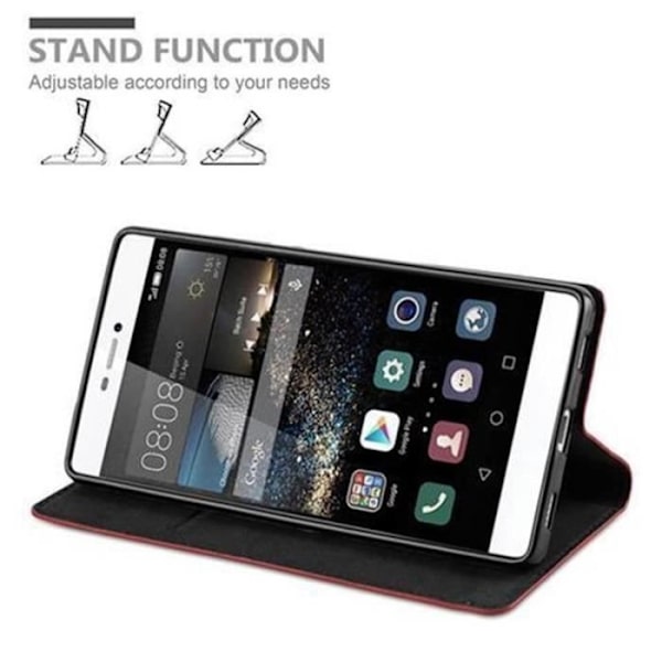 Cadorabo Huawei P8 Fodral APPLE RÖD Osynlig MAGNETISK STÄNGNING Fodral Fodral stöder stativ och kortplats