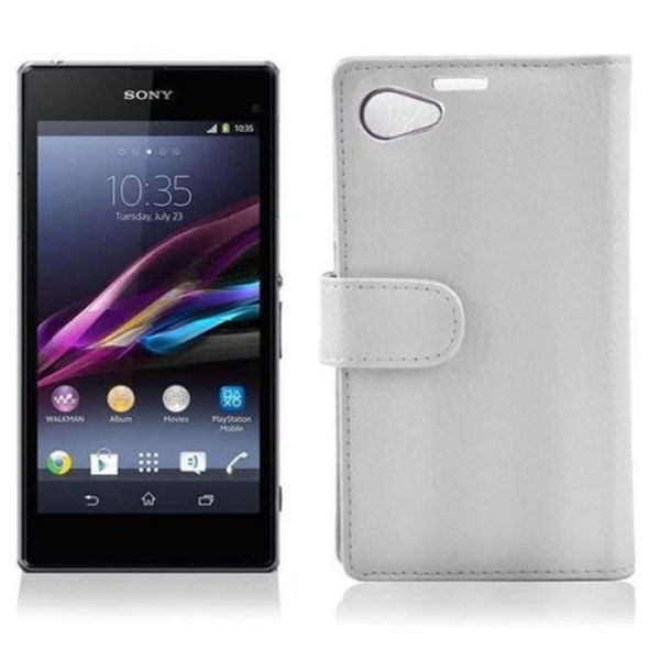 Cadorabo Sony Xperia Z1 COMPACT Fodral < (L39H) STRUKTUR Fodral Fodral Skydd Magnetskydd och kortplats ALABASTER VIT