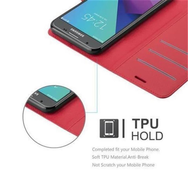 Samsung Galaxy J7 2017 (7) Fodral US Version i CHERRY RED by Cadorabo Helt skyddsfodral med flipskydd och stativ
