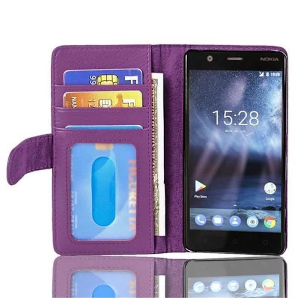 Nokia 3 Fodral i BORDEAUX by Cadorabo Full Protection Fodral med Flip Cover och 3 bekväma kortplatser i