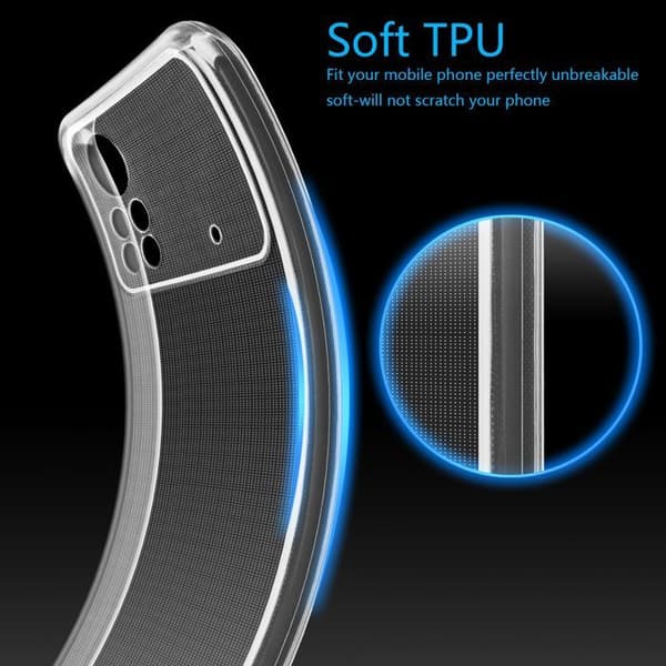 Transparent stötsäker silikonfodral för Xiaomi Poco X4 Pro Vit
