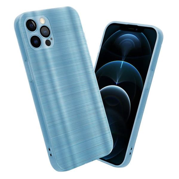 Skal för iPhone 12 PRO MAX Borstad Turkos Kameraskydd Blå