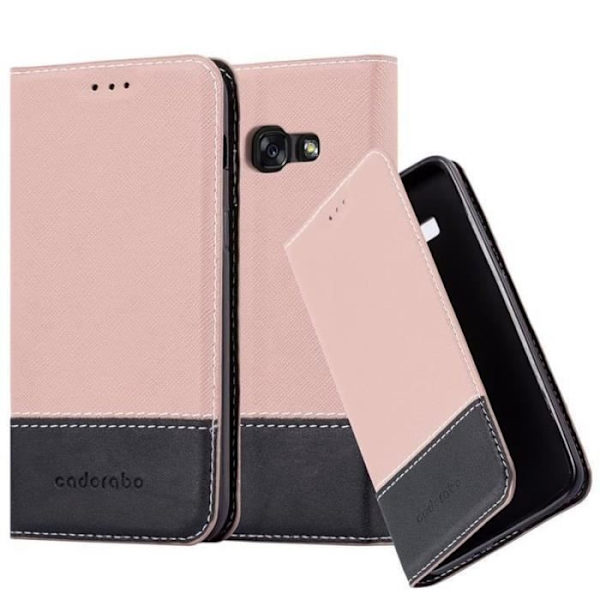 Samsung Galaxy A3 2017 (7) Fodral i SVART ROSA från Cadorabo (LÄDER-Faux Leather COMBI Design) Helt skyddsfodral med