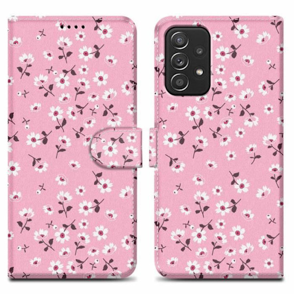 Cadorabo Fodral för Samsung Galaxy A52 (4G / 5G) / A52s i regn av blommor nr. 6 Skyddsfodral Magnetstängning Svart