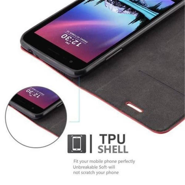LG K4 2017 fodral i APPLE RED från Cadorabo (INVISIBLE MAGNETIC CLOSURE Design) Helt skyddande fodral med flip flik