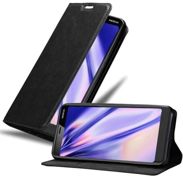 Étui - CADORABO - Nokia 5.1 2018 - Svart konstläder - Magnetstängning - Ställfunktion Svart