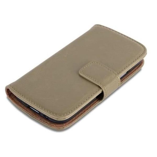 Samsung Galaxy S4 MINI Fodral i CAPPUCINO BROWN by Cadorabo (LYXdesign) Helt skyddsfodral med flip flik och