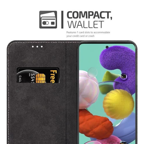Coque - CADORABO - Samsung Galaxy A51 4G / M40s - Similicuir - Rosa Svart - Magnetisk stängning SV: SVART ROSA