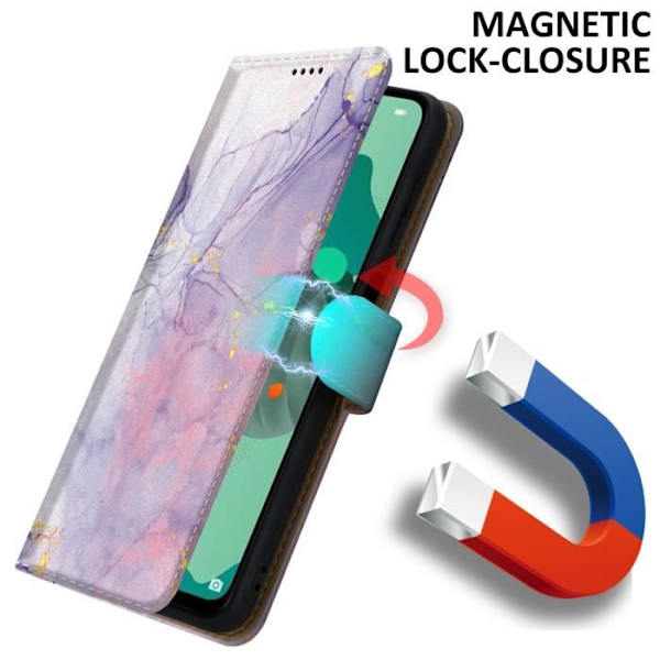 Fodral för Huawei MATE 30 LITE Fodral i marmorrosa lila nr 5 Fodral Skydd Magnetisk stängning Plånbok Plånbok Rosa lila